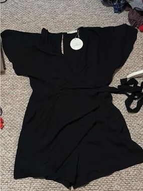 Rusttydustty Plus Solid Wrap Knot Side Romper